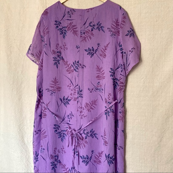 Vintage 90s Style & Co. || Fern and Floral V Neck Flutter Sleeve Maxi Dress - Picture 7 of 8